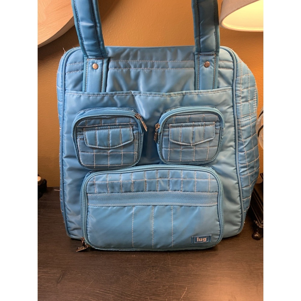 Lug Puddle Jumper Carry-All Travel Teal Overnight Bag Pockets